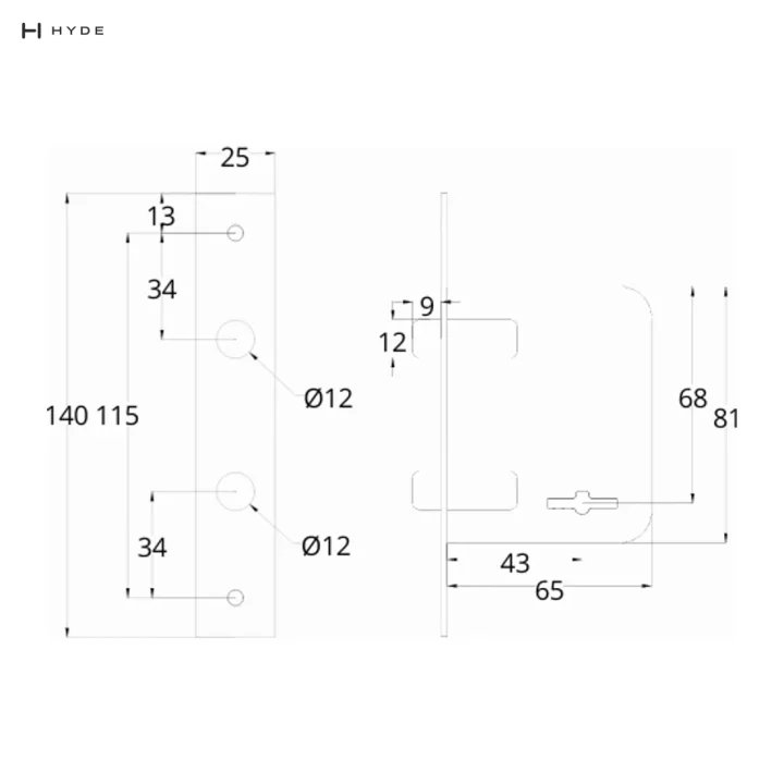 HYDE AR4-1122 — Plano con medidas