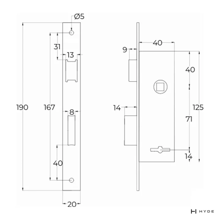 HYDE AR4-140 — Plano con medidas