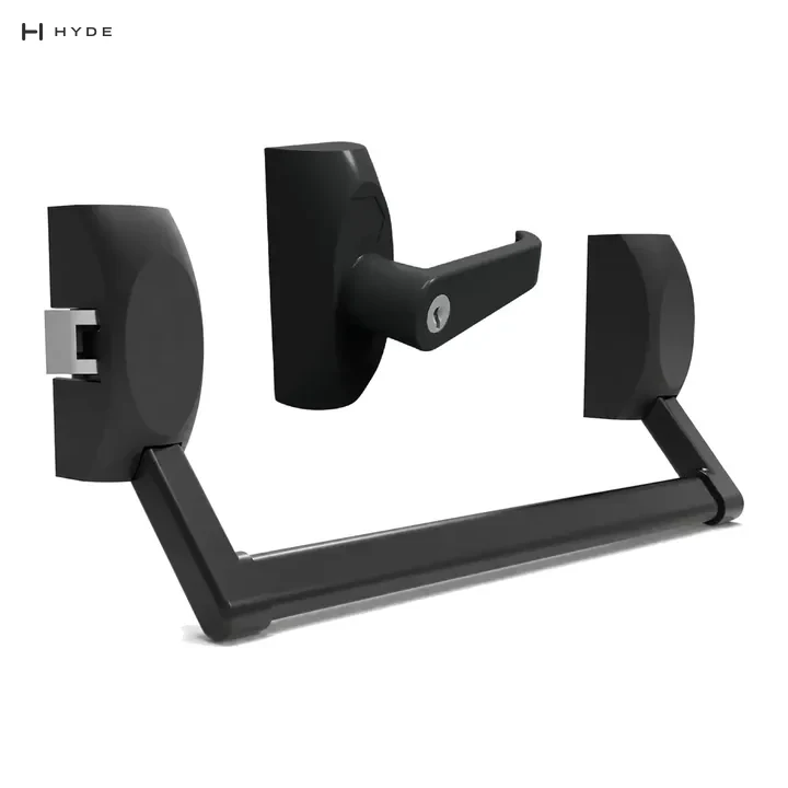 HYDE BR1-SK Single-door panic bar, with outside lever and key