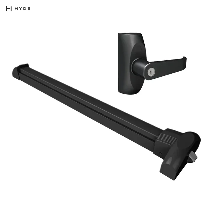 HYDE BR1-STL Single-door panic bar, touch bar, with outside lever
