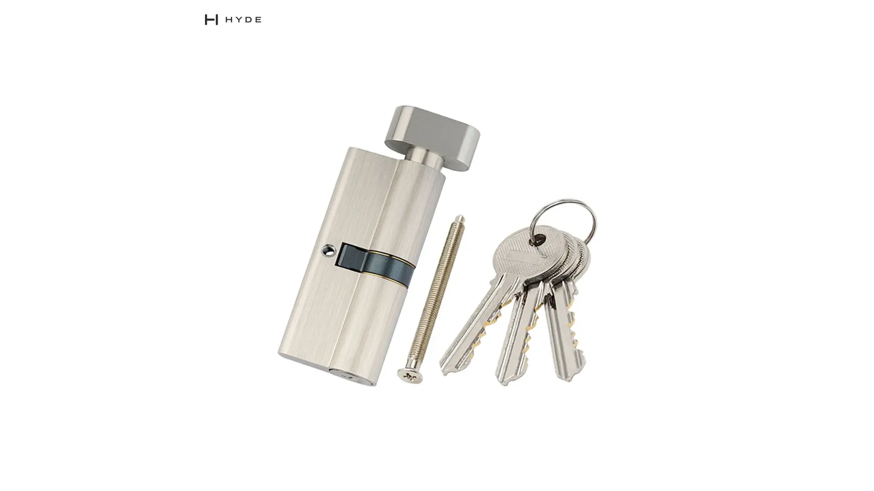 80 SNKT key and thumbturn euro cylinder with fixing screw and keys, original catalog photograph.