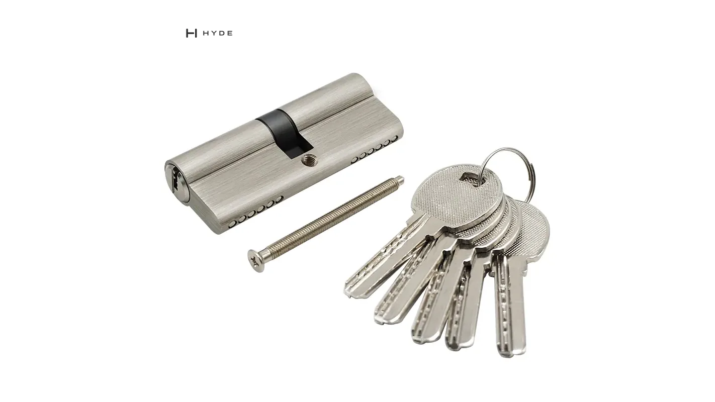 80SN euro profile cylinder with keys, original catalog photograph.