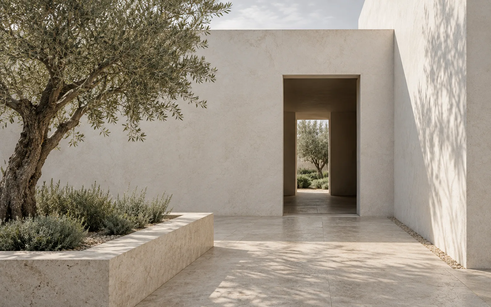 A lime-plaster garden court
