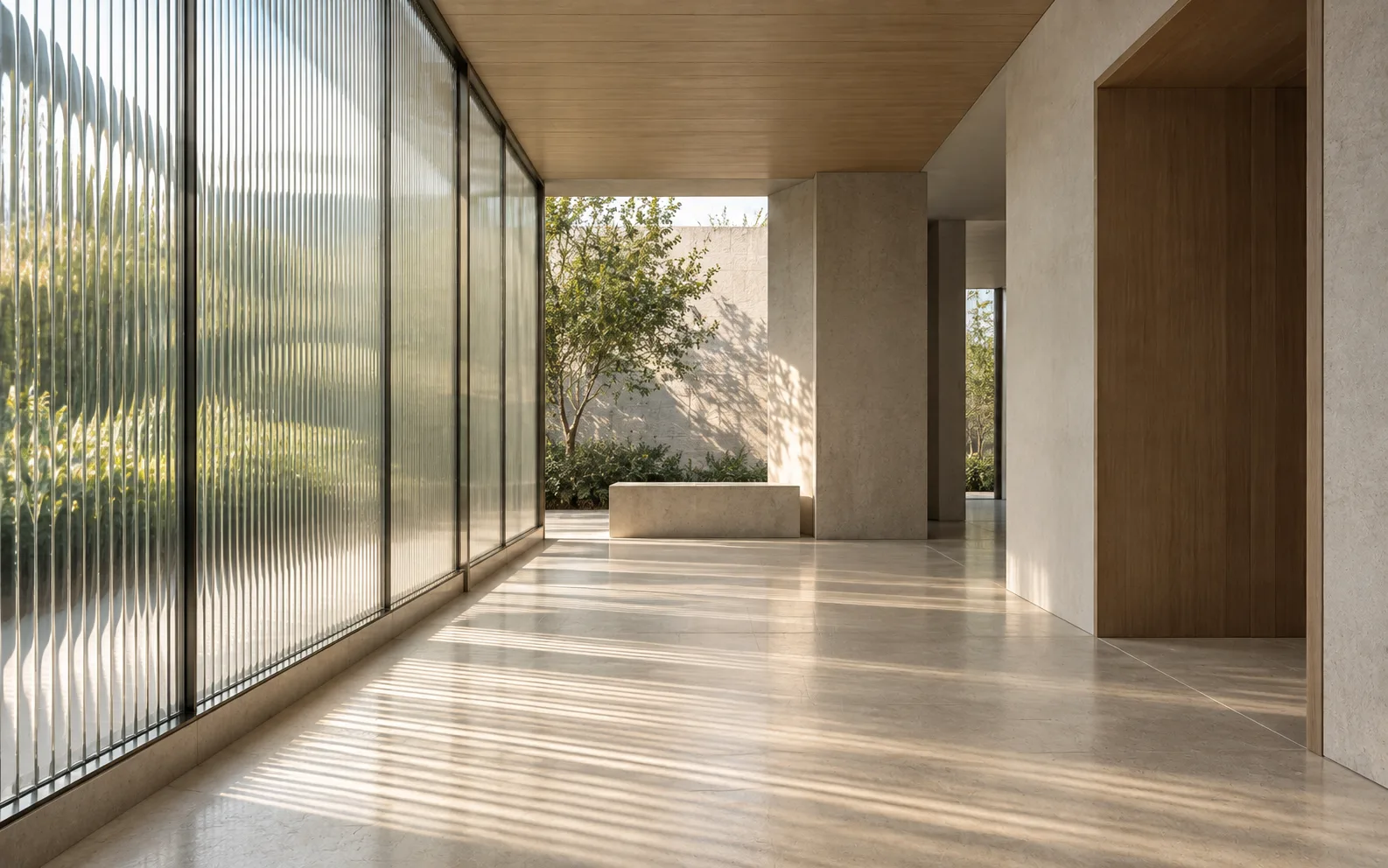 A ribbed-glass gallery