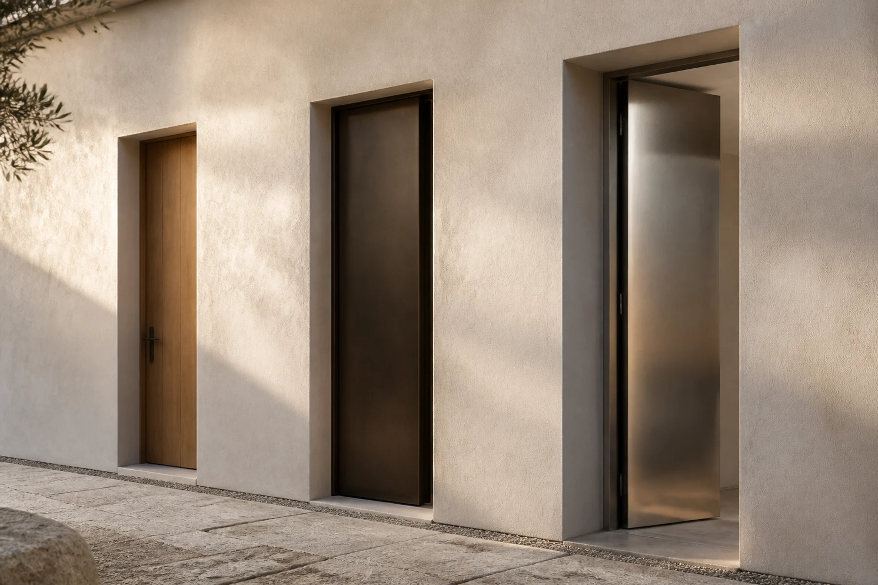 Estudio arquitectónico representativo de encuentros entre madera, piedra caliza y metal