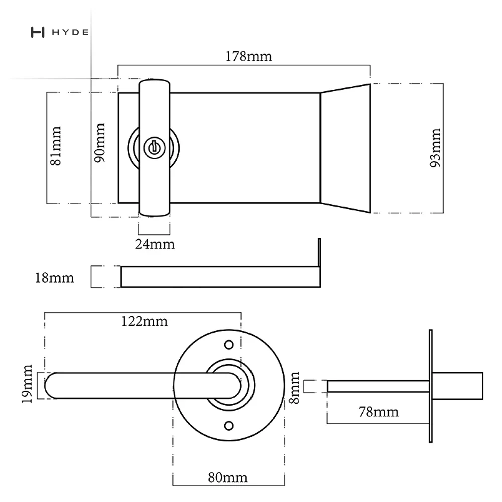 Hyland 023 ETAN Anti-Pick Panic Exit Device Trim, Ansicht 4