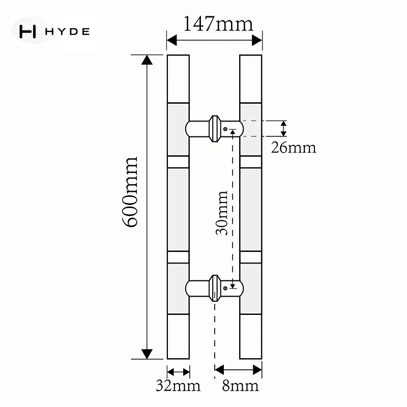 Hyland 102 glass door handle, view 2