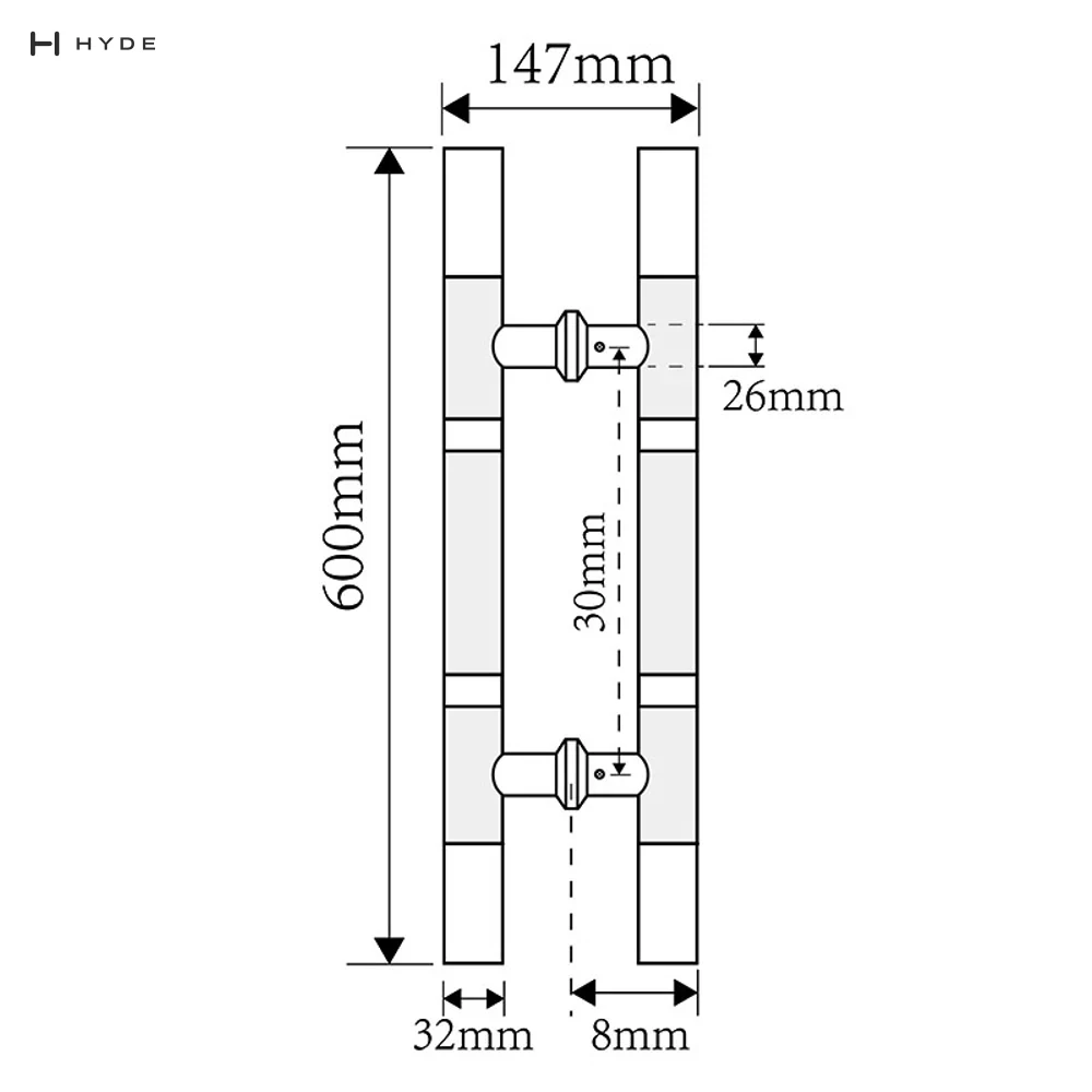 Hyland 102 Glass Door Handle, view 3