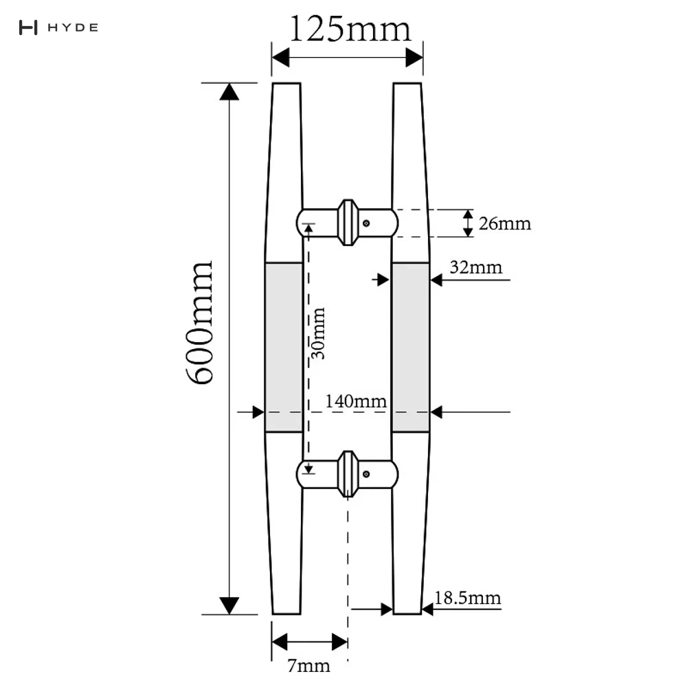 Hyland 106 Glass Door Handle, view 2