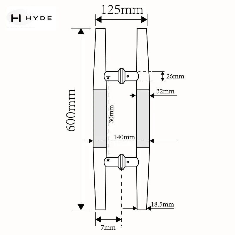 Hyland 106 glass door handle, view 3