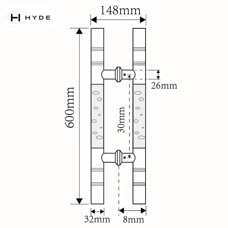 Hyland 107 glass door handle, view 3
