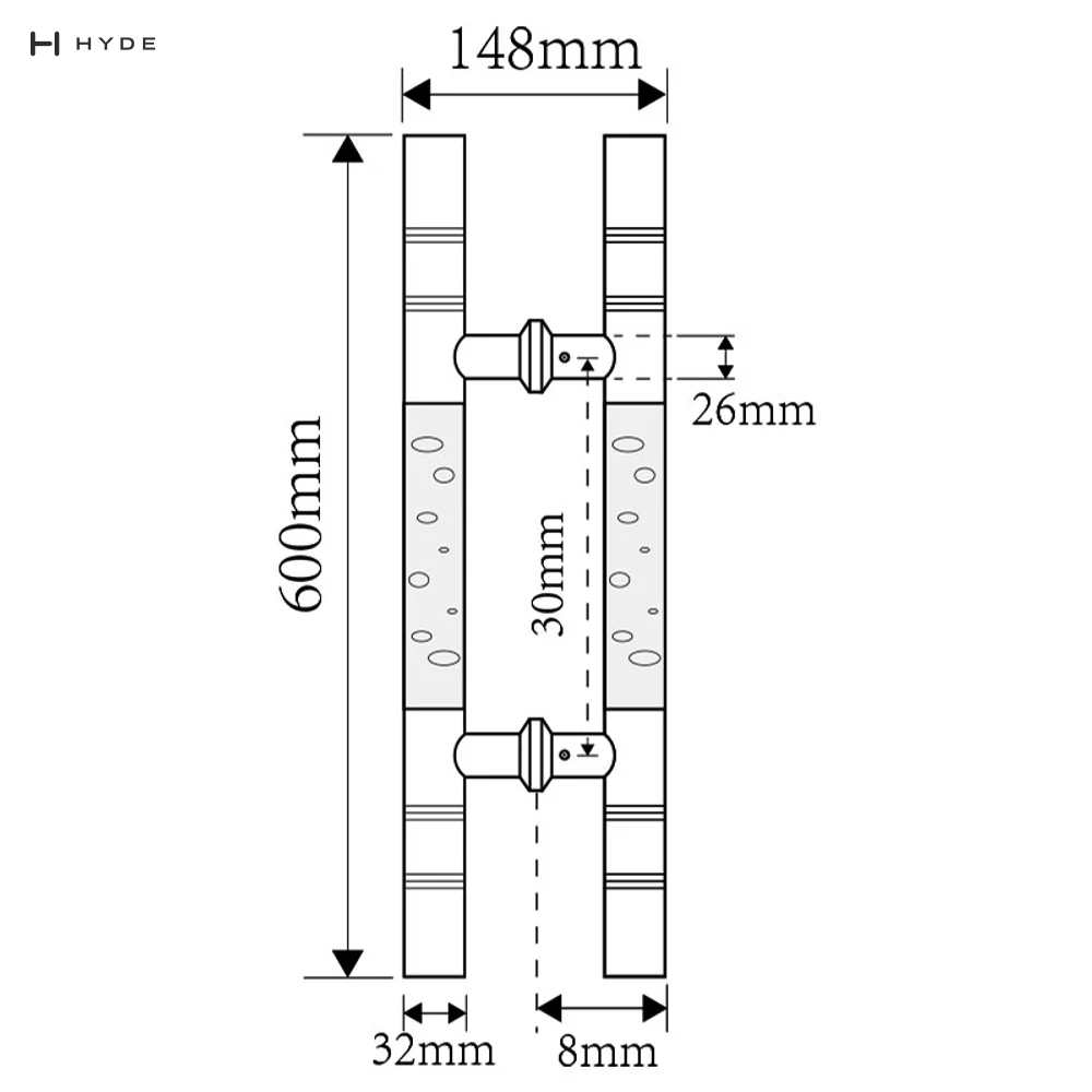 Hyland 107 Glass Door Handle, view 4