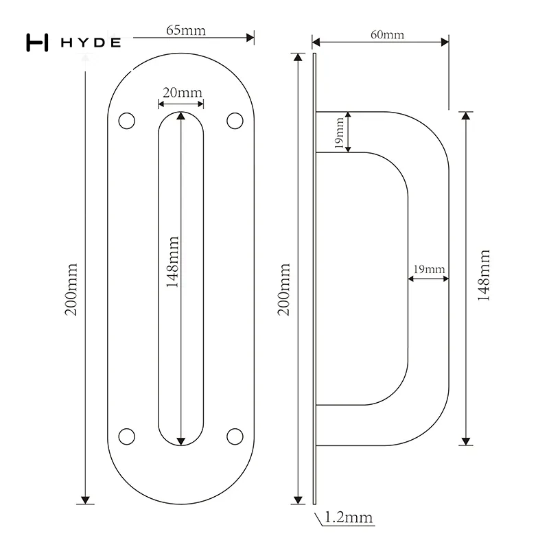 Hyland 19-130MM Glass Door Handle, view 3