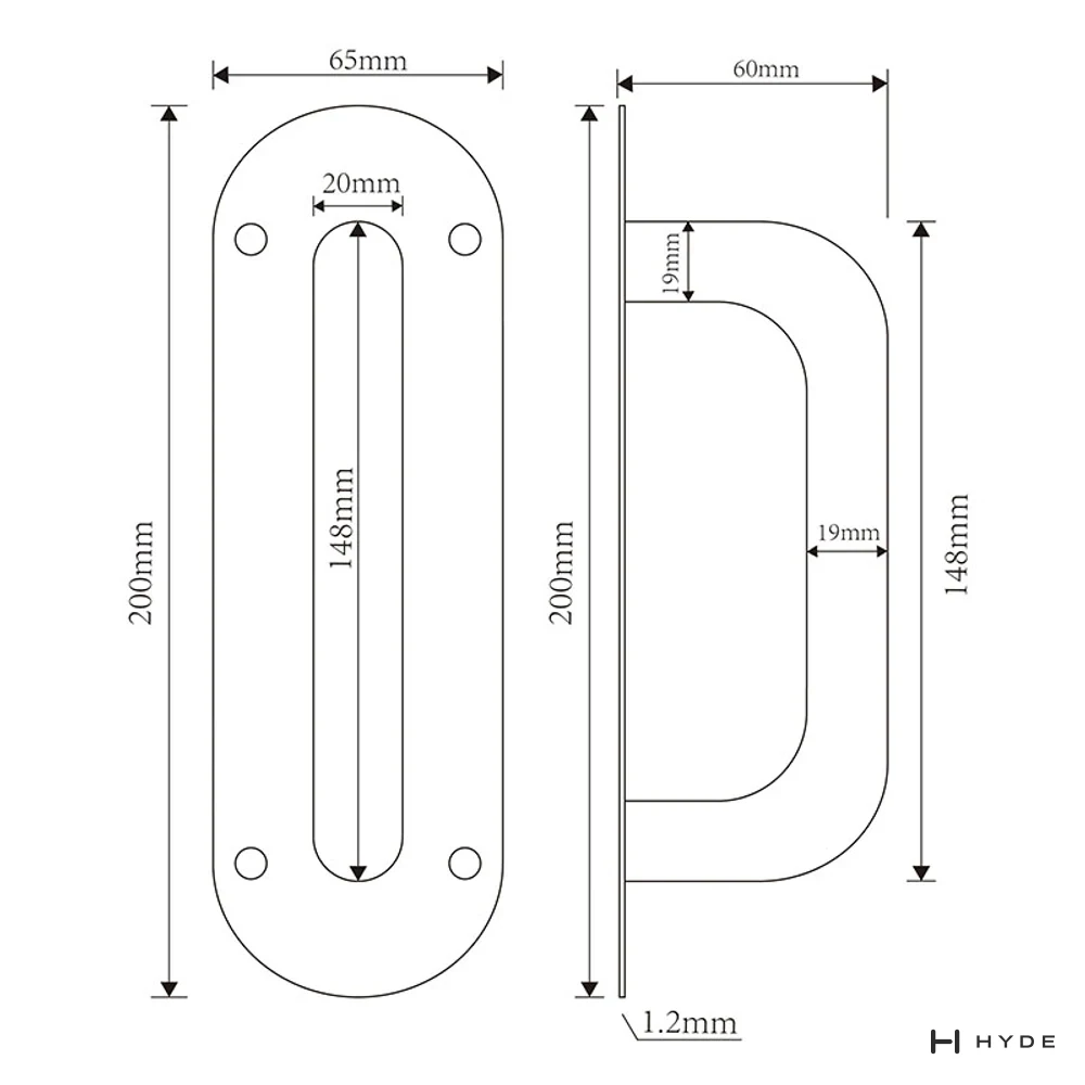 Hyland 19-130MM Glass Door Handle, view 4