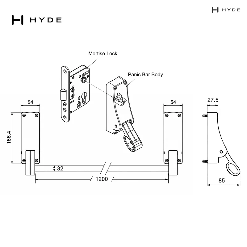 Hyland 306 PS Passage Push Bar, view 8