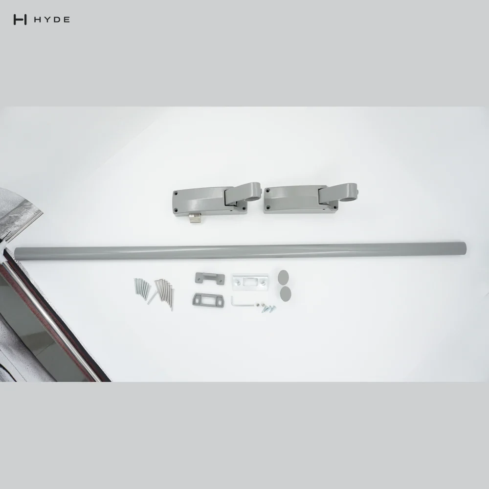 Everything in the 308-S box: push bar, two end cases, strike, cover caps, hex key and fixings