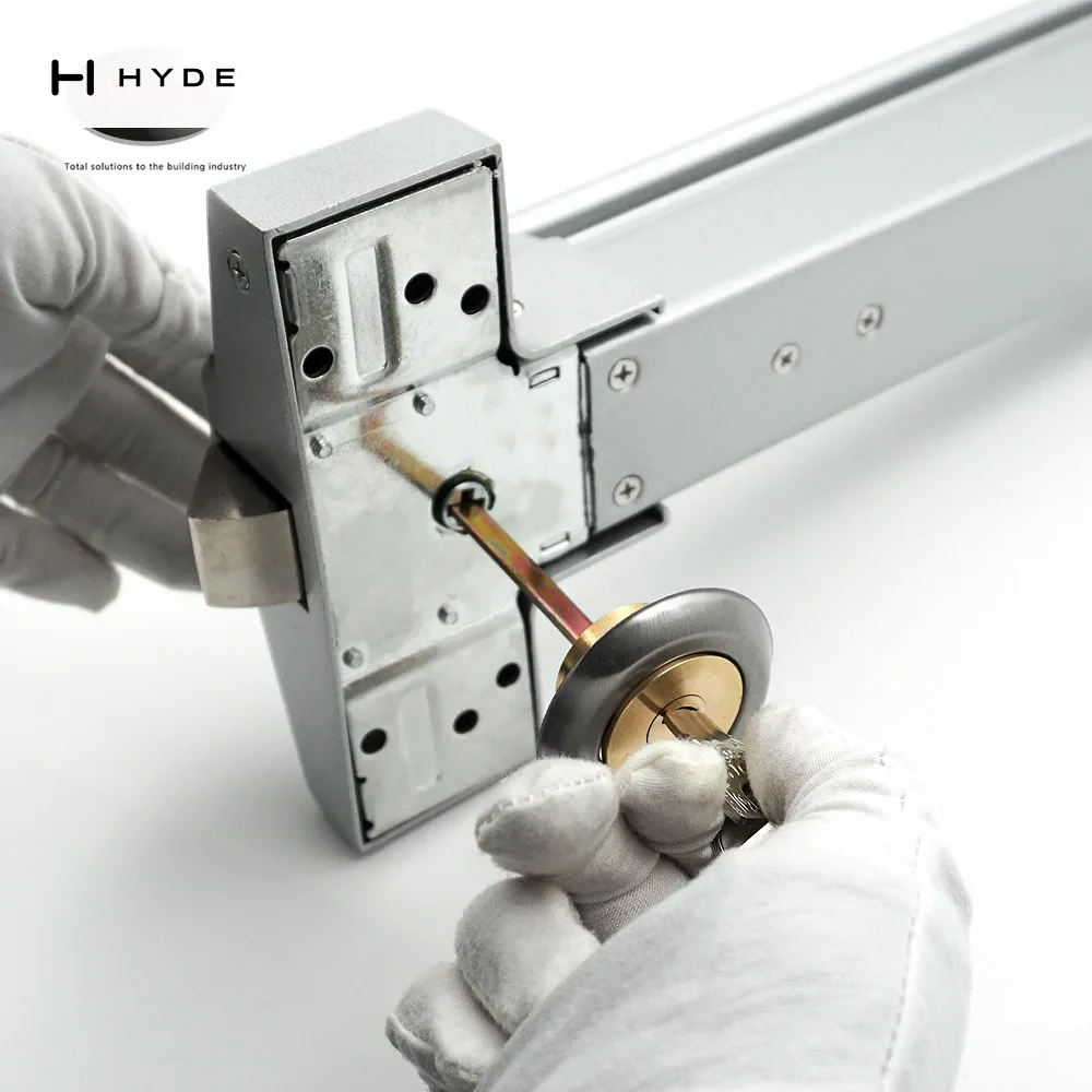 Installation detail: the 314 alarm module with its cylinder being fitted