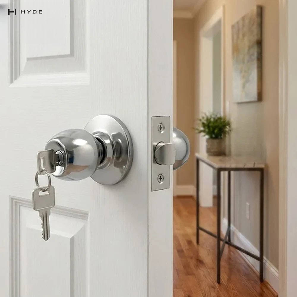 Tubular Lock 5831-90mm chrome, installed