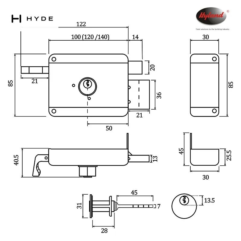 Hyland 5836 night latch and rim lock, view 3