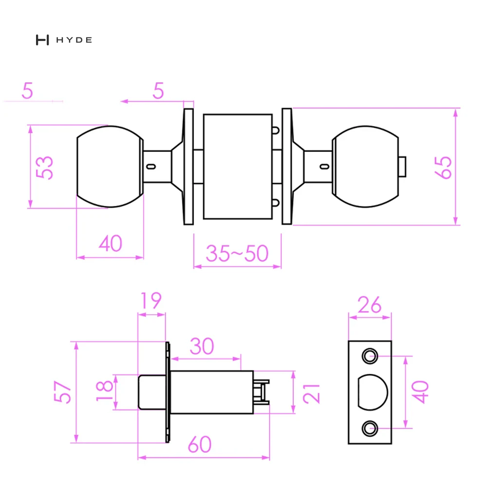 Hyland 587 SSBK Light Duty Cylindrical Lock, view 6