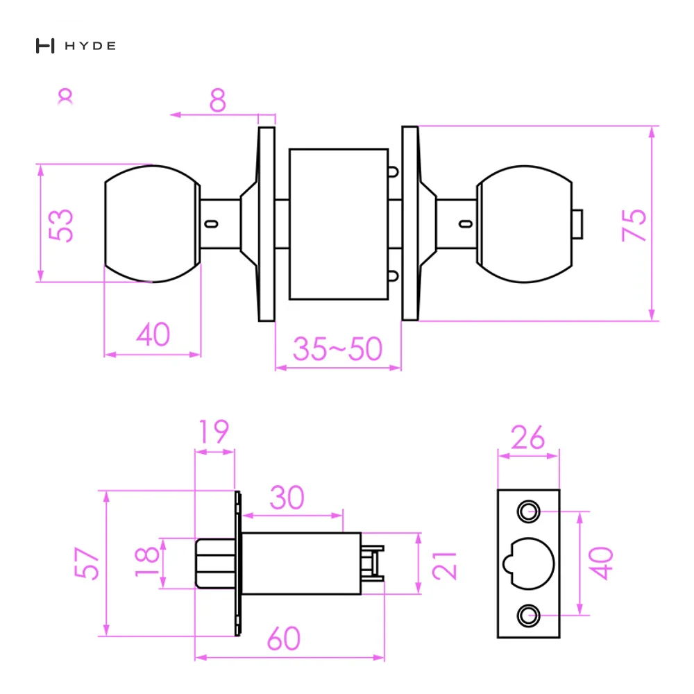 Hyland 5870 SNET Tubular Lock, view 2
