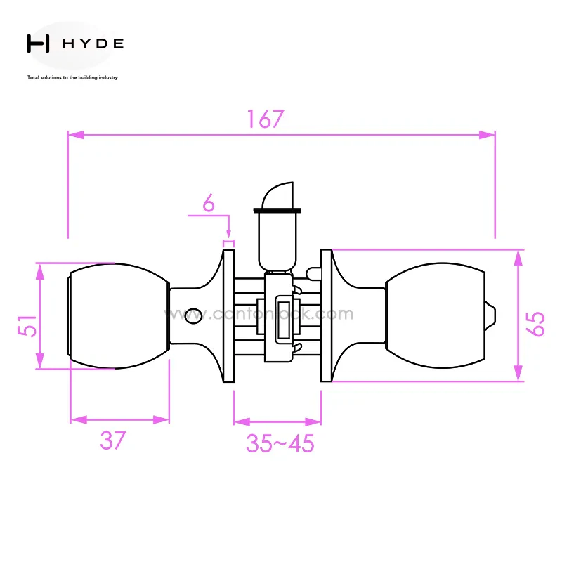 Hyland 595 ACBK tubular lock, view 4