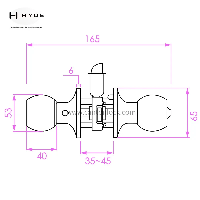 Hyland 607 SSBK tubular lock, view 3