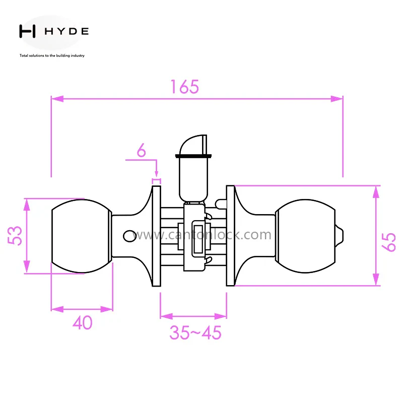 Hyland 607 SSET tubular lock, view 3