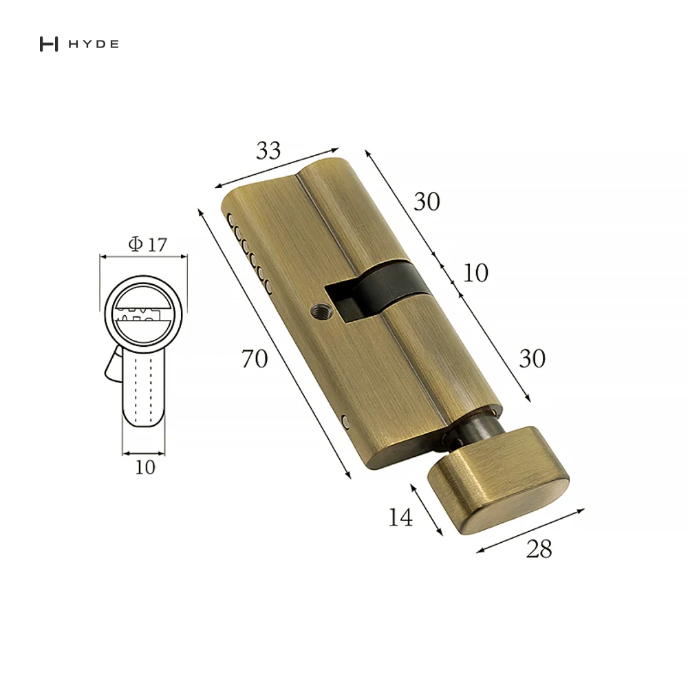 Hyland 70 ABKT CP Lock Cylinder, view 4
