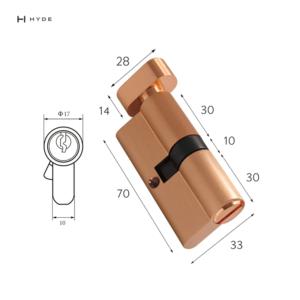 Hyland 70 ACKT BK Lock Cylinder, view 2