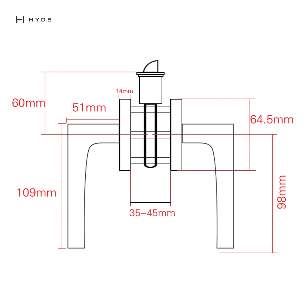 Hyland 807 ABBK Lever Handle, view 3