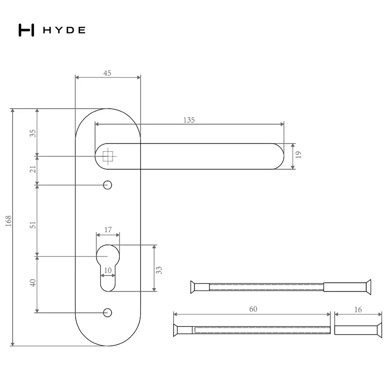 Hyland 9082E Stainless Steel Handle, view 2