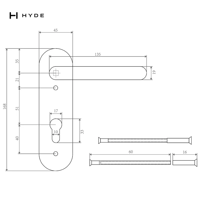 Hyland 9082E Stainless Steel Handle, view 3