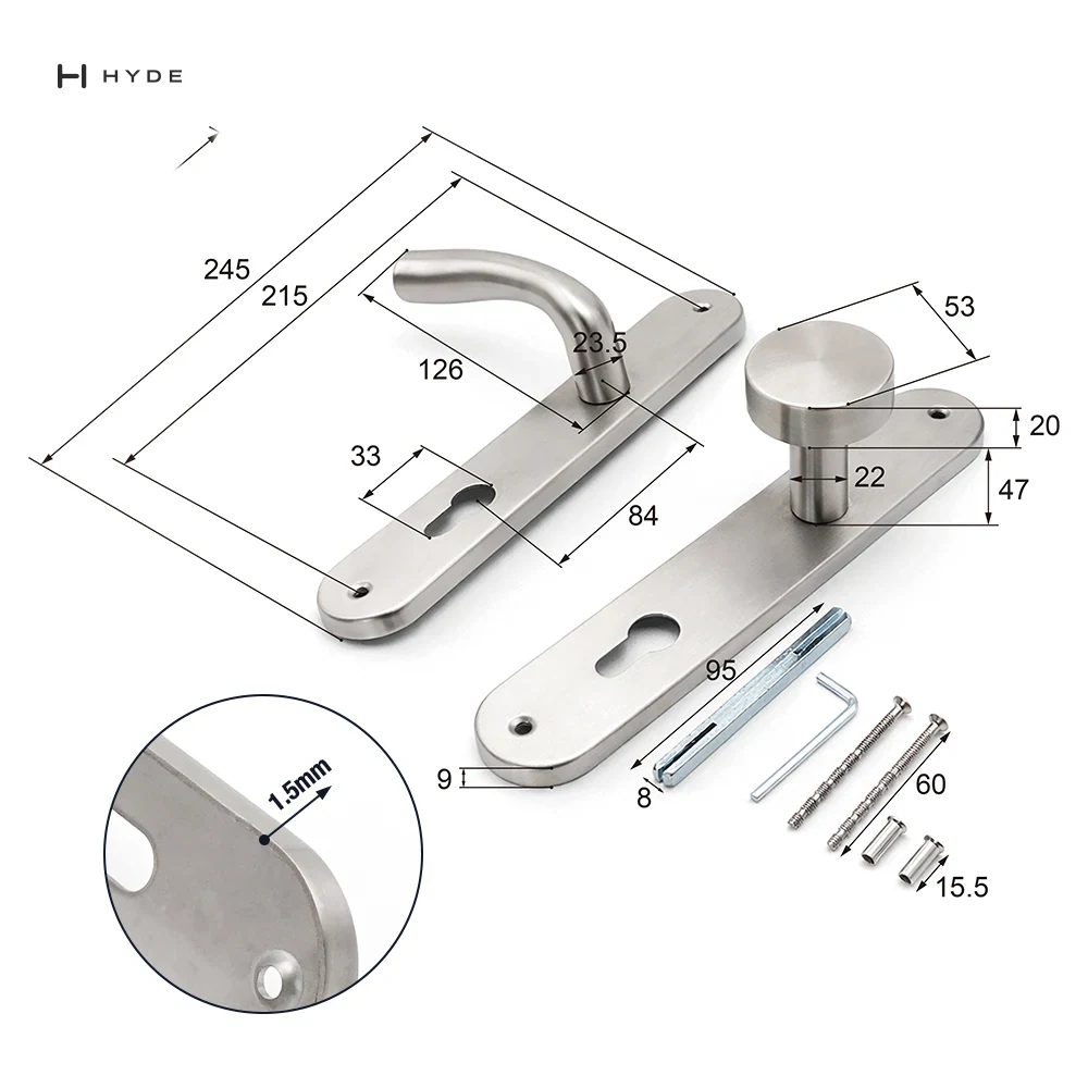 Hyland 9087 SS Stainless Steel Handle, view 4