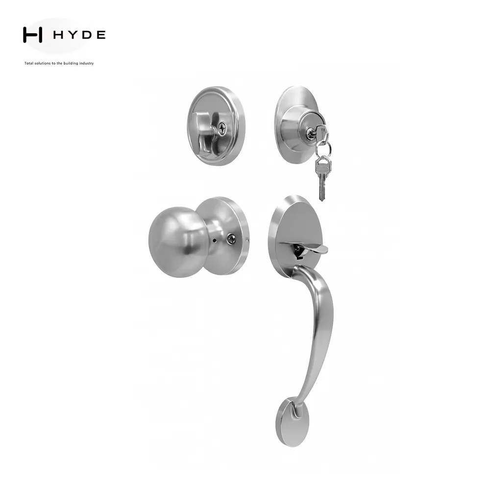 Keyed deadbolt lock set with strike plate