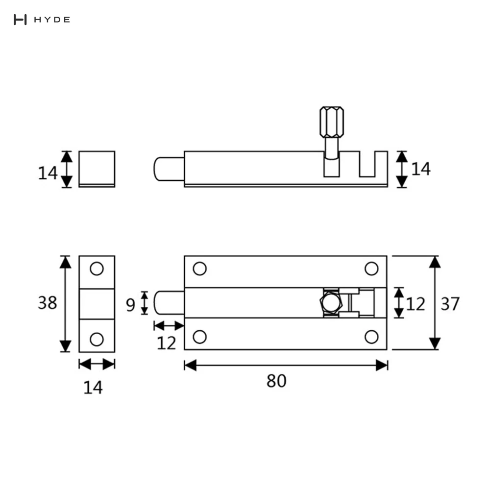 Hyland BH15-80mm Barrel Bolt, view 3
