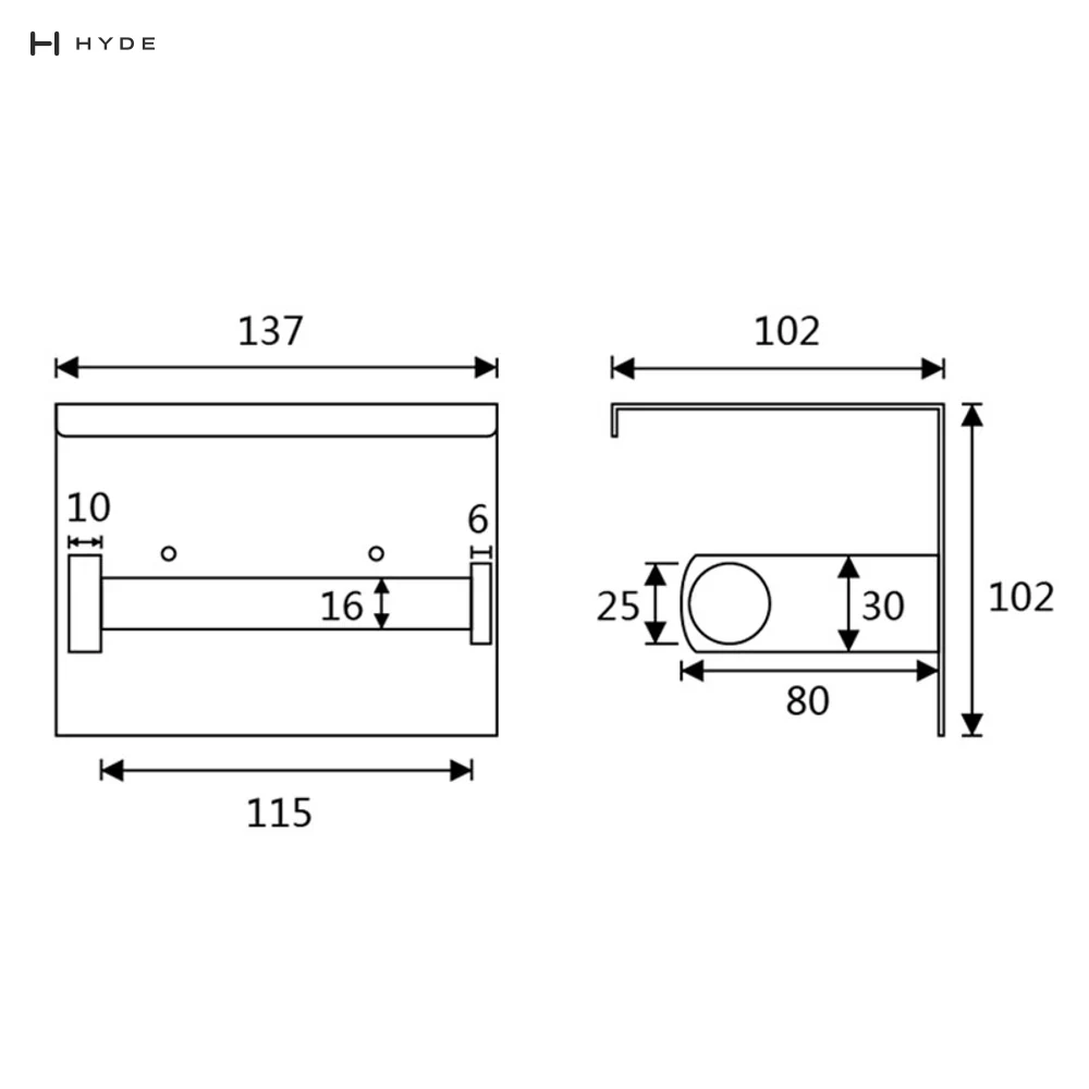 Hyland BH23 Toilet Roll Holder with Shelf, view 3