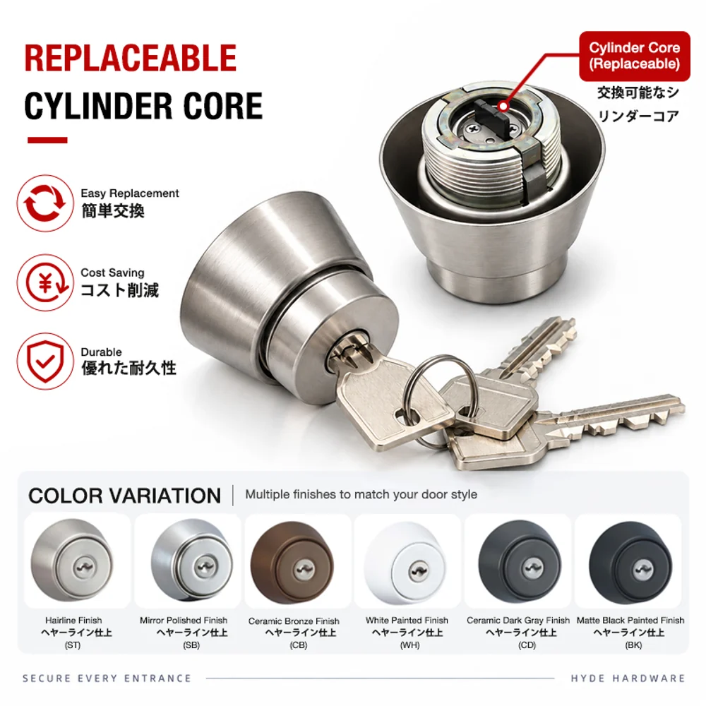 HYDE D104 SS Deadbolts, view 5