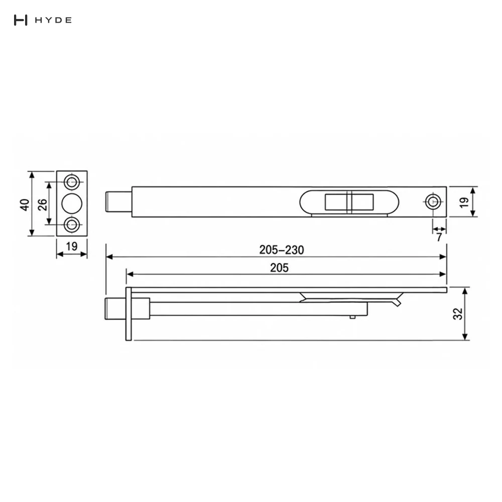Hyland FB001 Door Flush Bolt, view 5