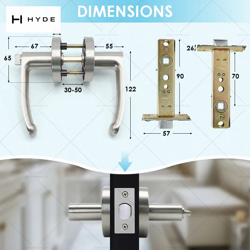 Hyland LH855 SNBK lever handle, view 3