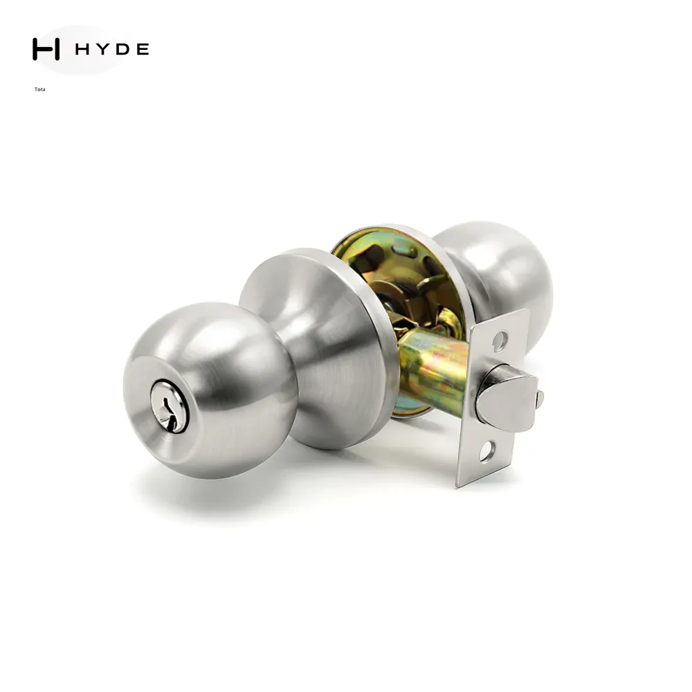 Stainless steel tubular knob lock set with latch and strike plate