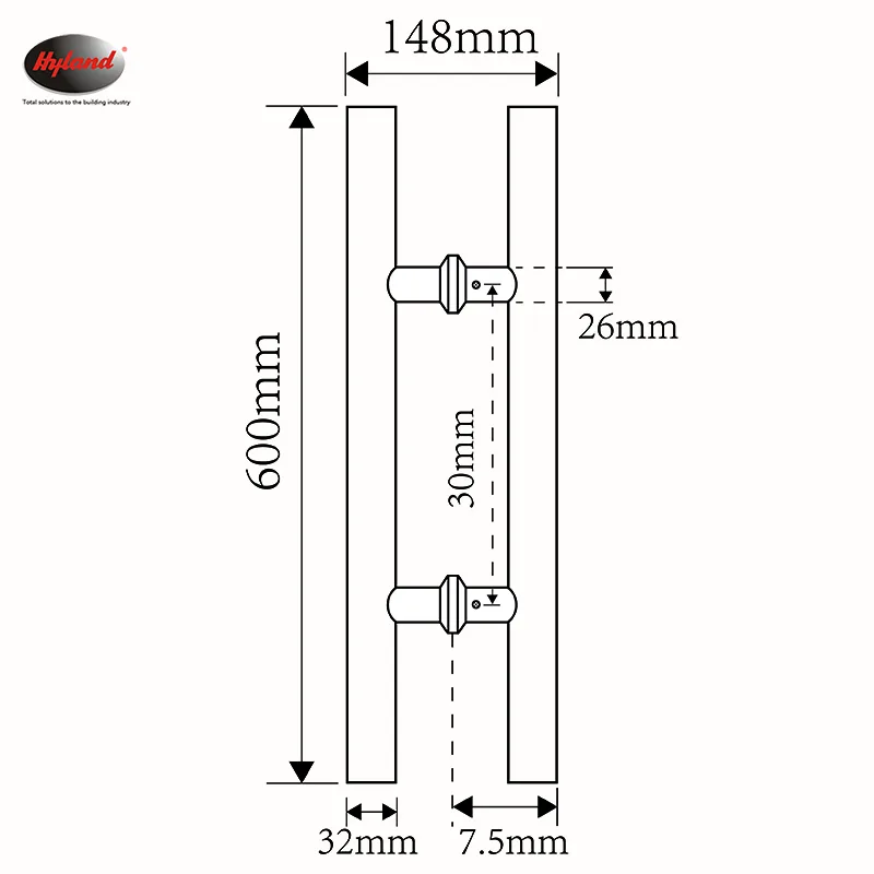 Hyland 100 glass door handle, view 2