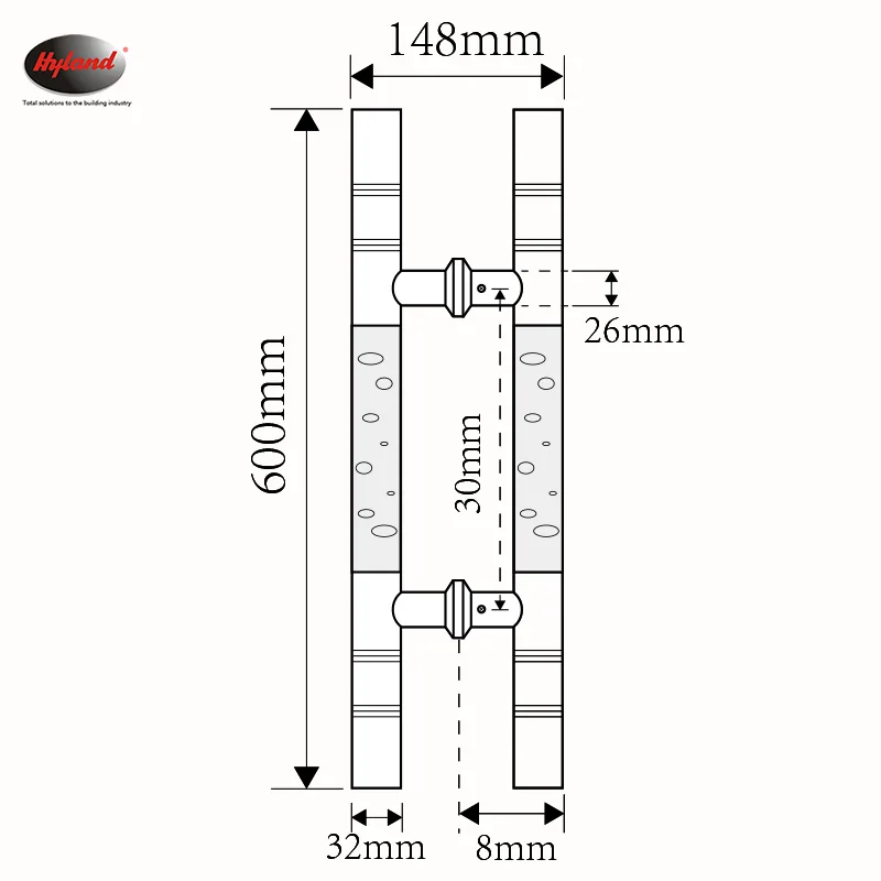 Hyland 107 glass door handle, view 3