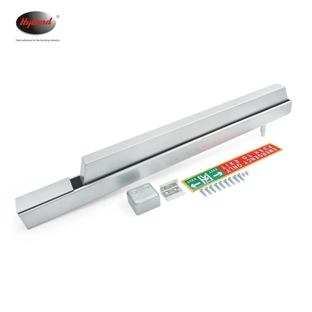 Hyland 317 low-profile cold room push bar exit device with latch hardware