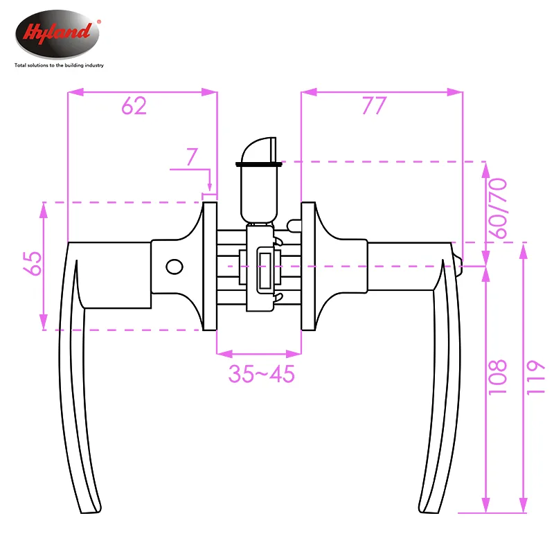 Hyland 6491ABET lever handle, view 4
