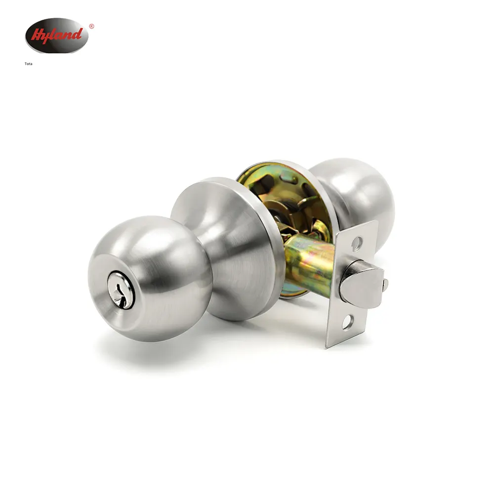 Stainless steel tubular knob lock set with latch and strike plate